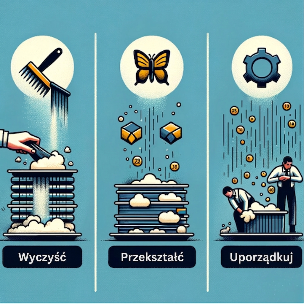 Obraz przedstawiający czyszczenie, transformację i porządkowanie danych