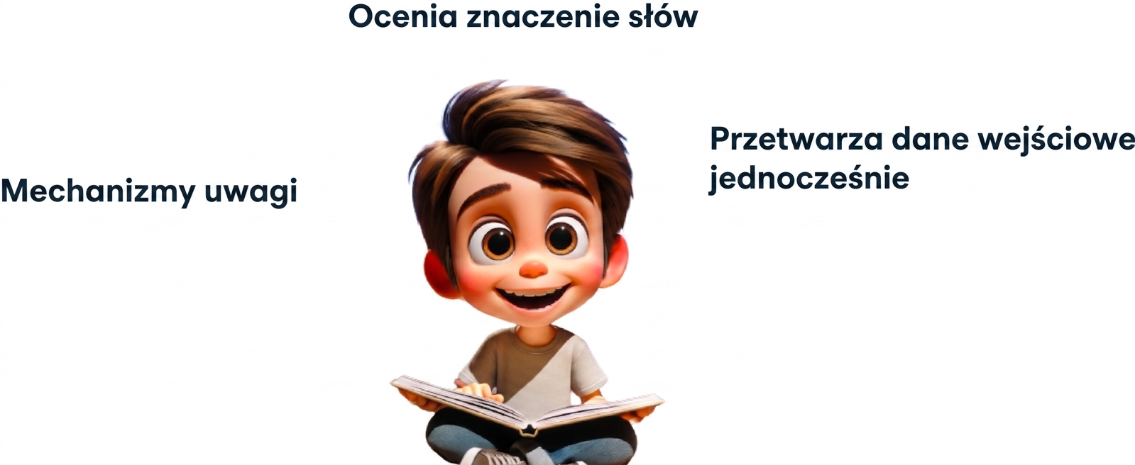Ilustracja chłopca czytającego z radością