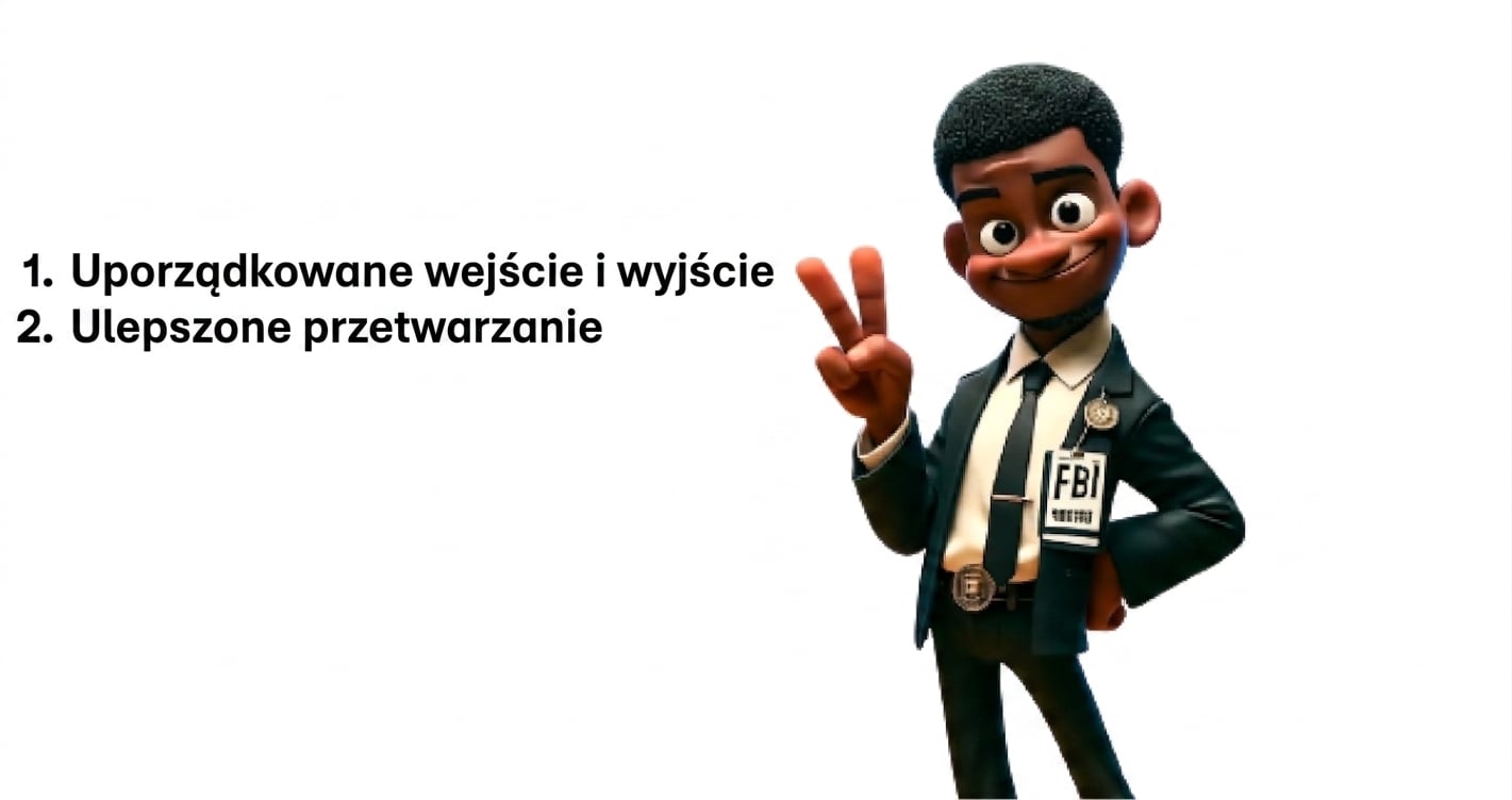 Grafika przedstawia rysunkowego agenta FBI unoszącego dwa palce