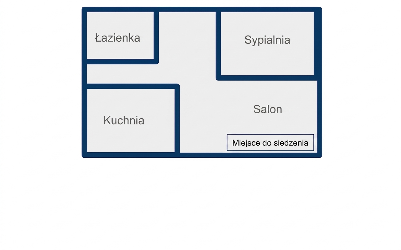 Prostokątny rzut mieszkania typu studio