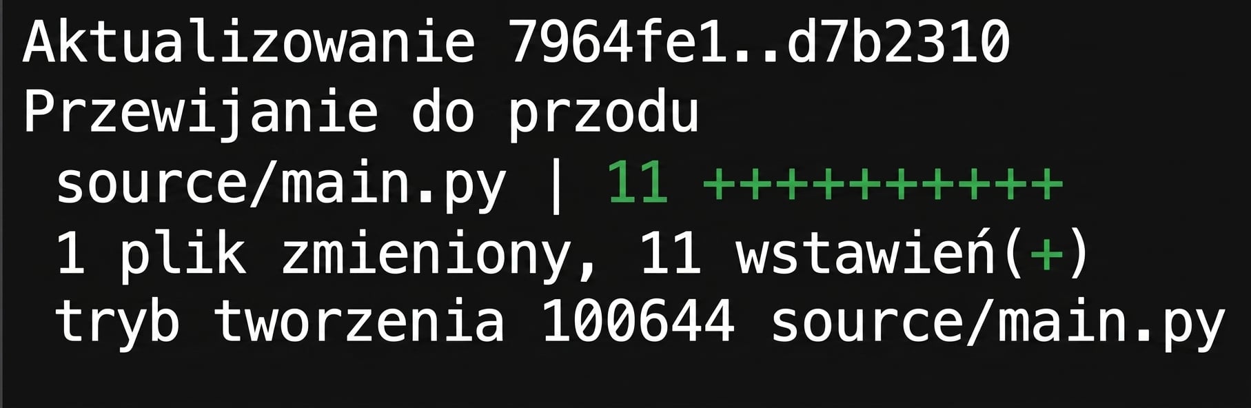 Wynik polecenia git merge