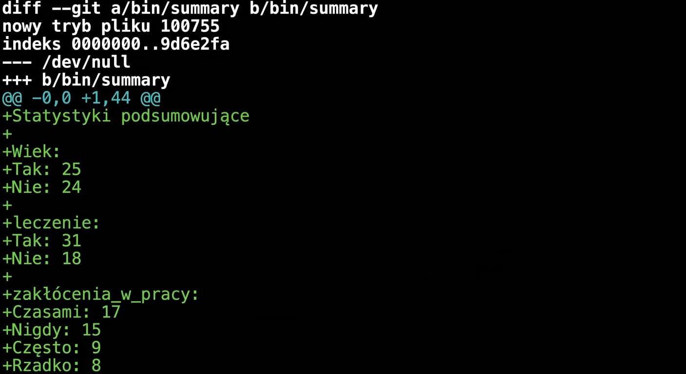 Wynik git diff main summary-statistics, skrócony
