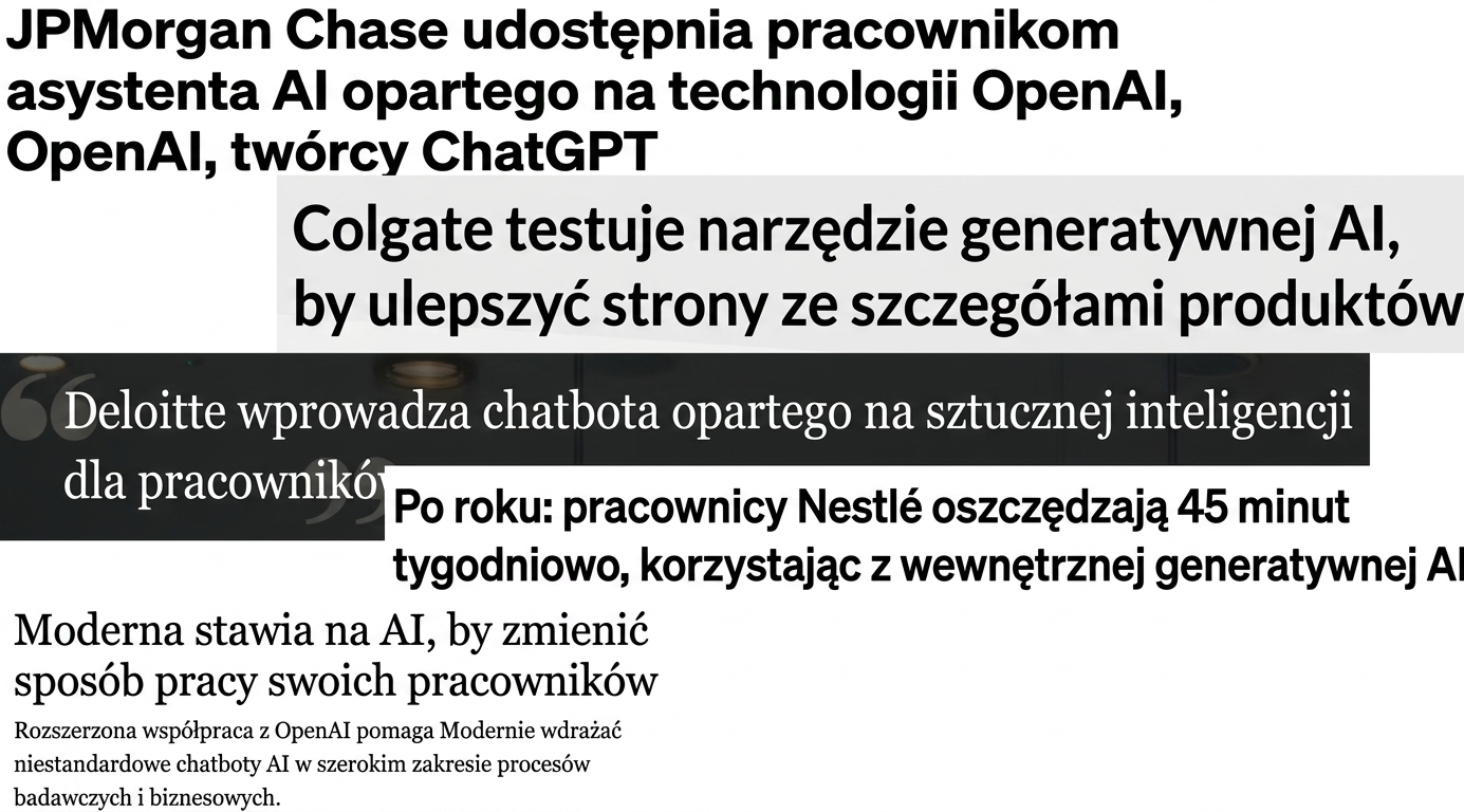 Nagłówki prasowe o firmach wdrażających modele GPT
