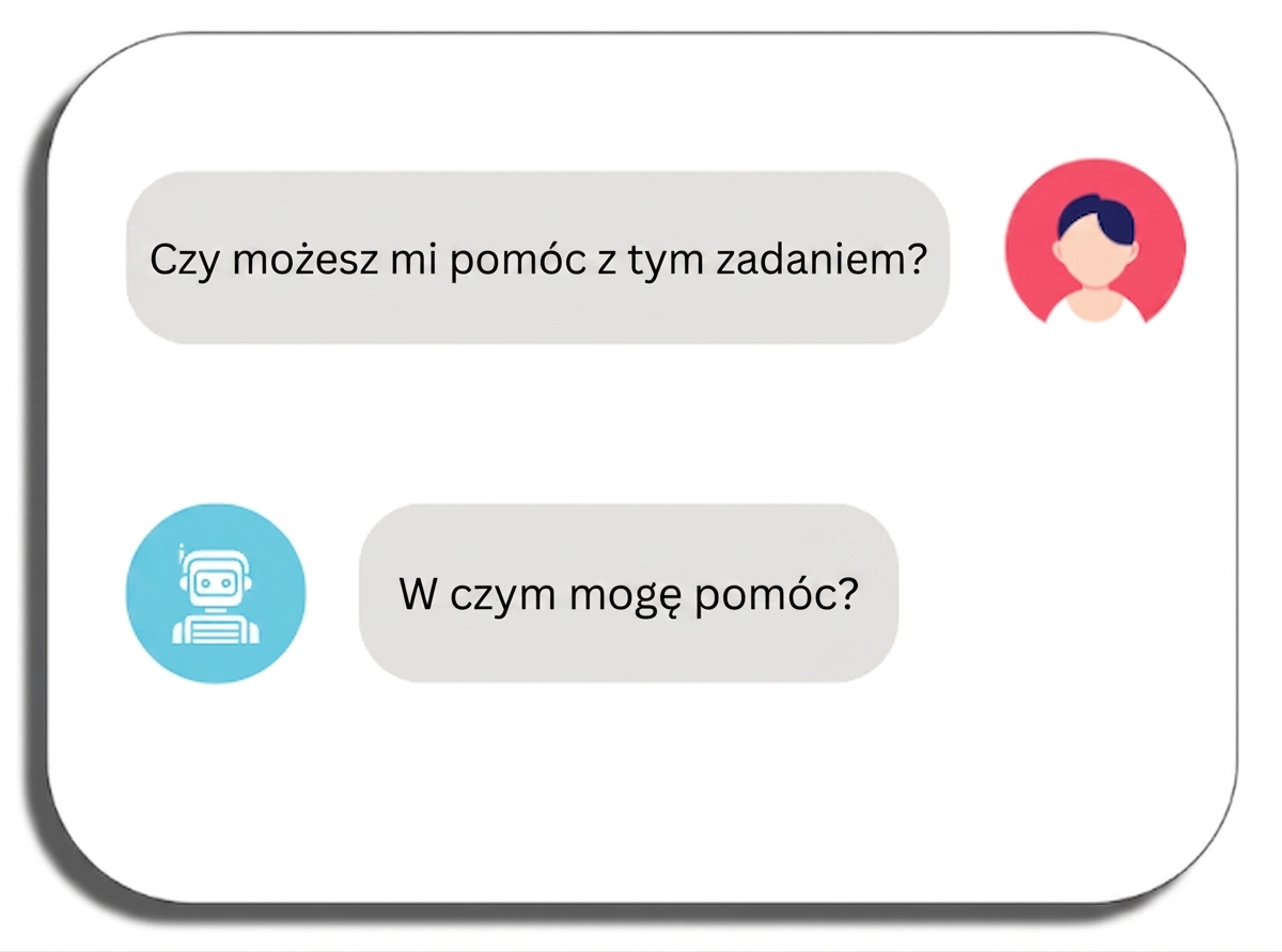 Ekran z jednym promptem i odpowiedzią