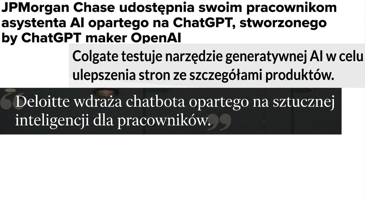 Nagłówki prasowe o firmach wdrażających modele GPT