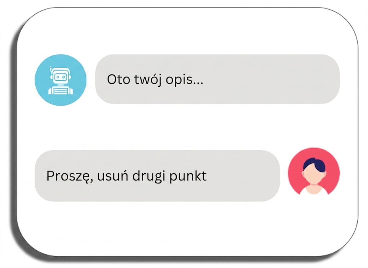 Prośba do narzędzia o iterację z kolejnymi poprawkami