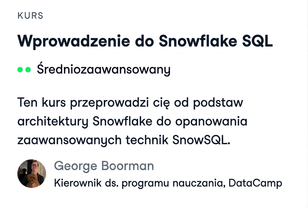 Zrzut ekranu kursu Introduction to Snowflake SQL na DataCamp