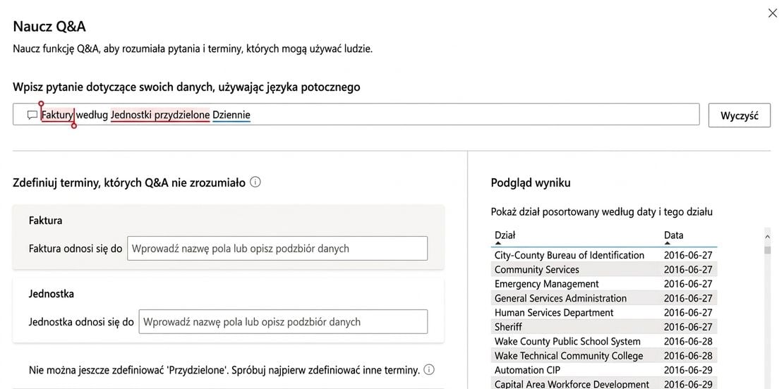 Dodawanie nowych terminów przez funkcję Teach Q&A