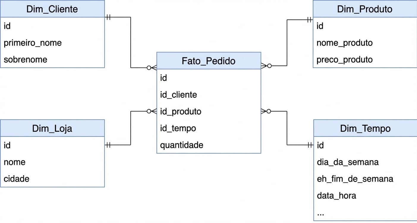 Diagrama de esquema estrela de Customers e Orders