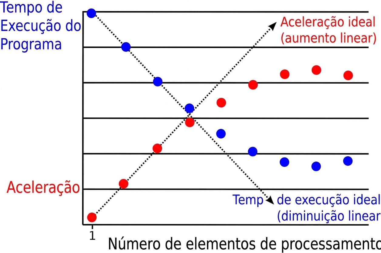 Gráfico mostrando lentidão paralela