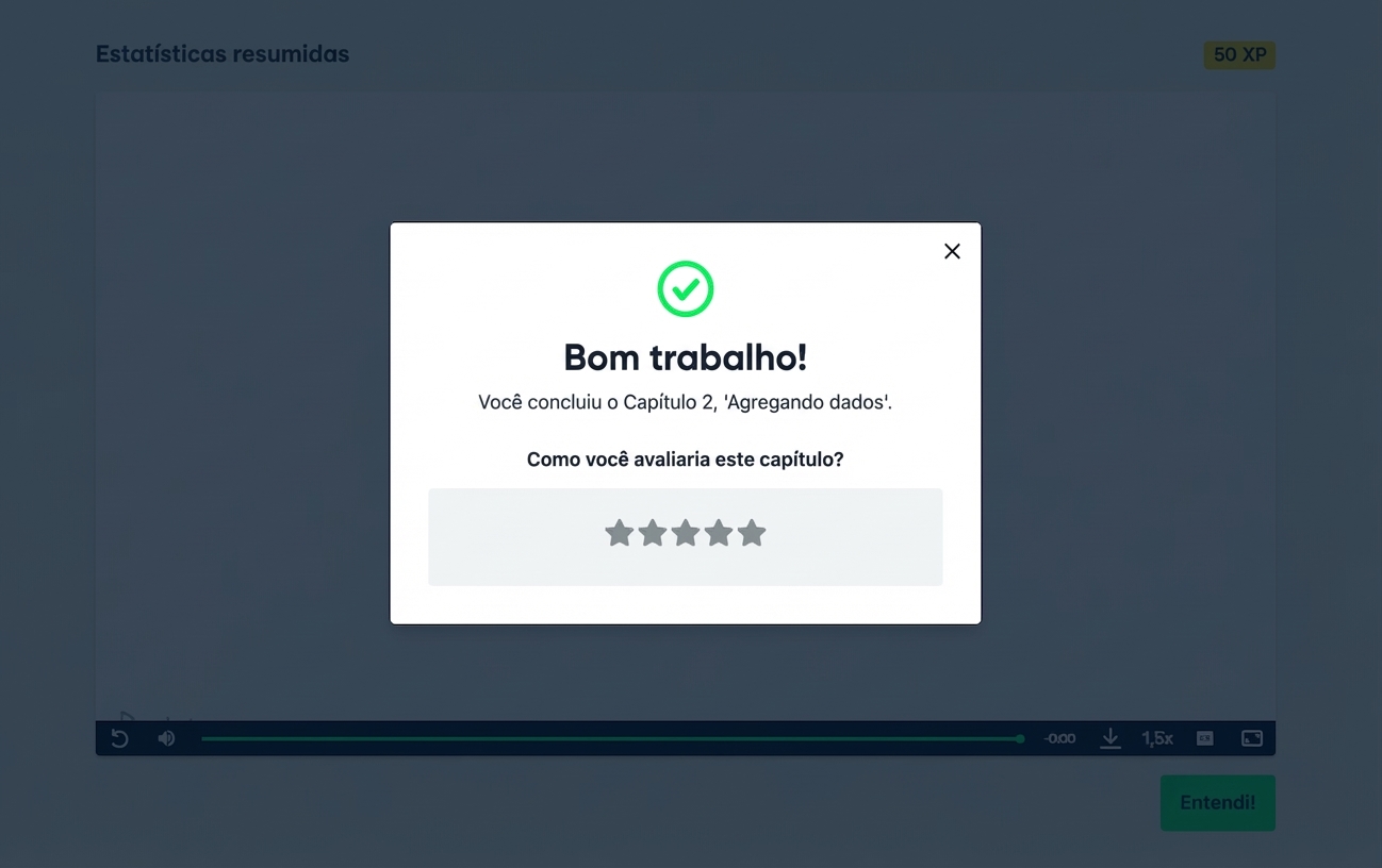 Tela de avaliação de capítulo no DataCamp