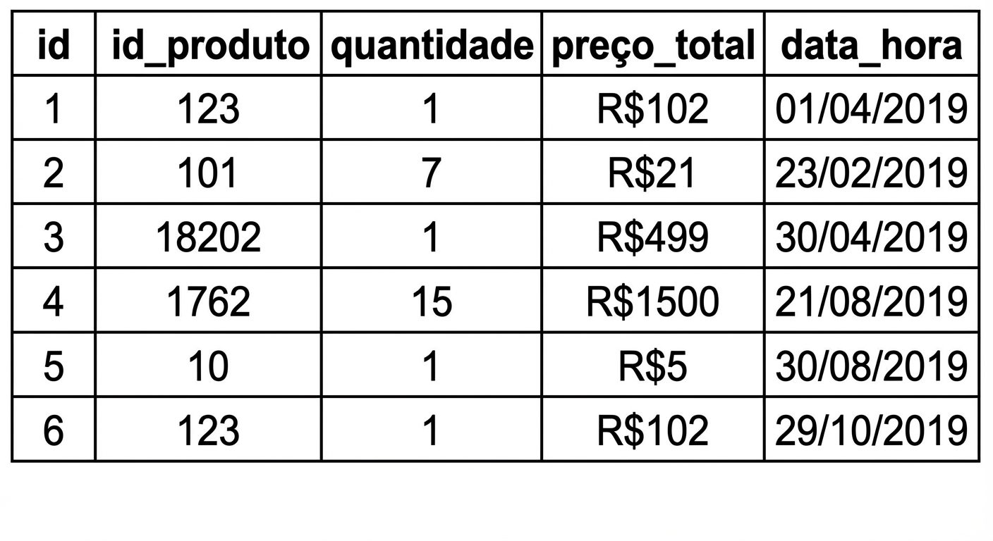 Particionamento horizontal: tabela de exemplo