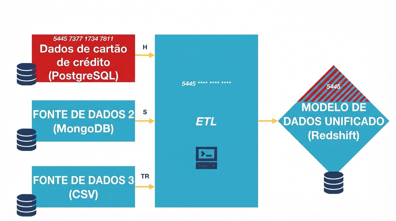 Diagrama ETL com anonimização de dados de cartão de crédito