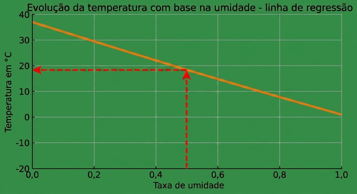 use a linha para encontrar a temperatura com base na umidade seta horizontal