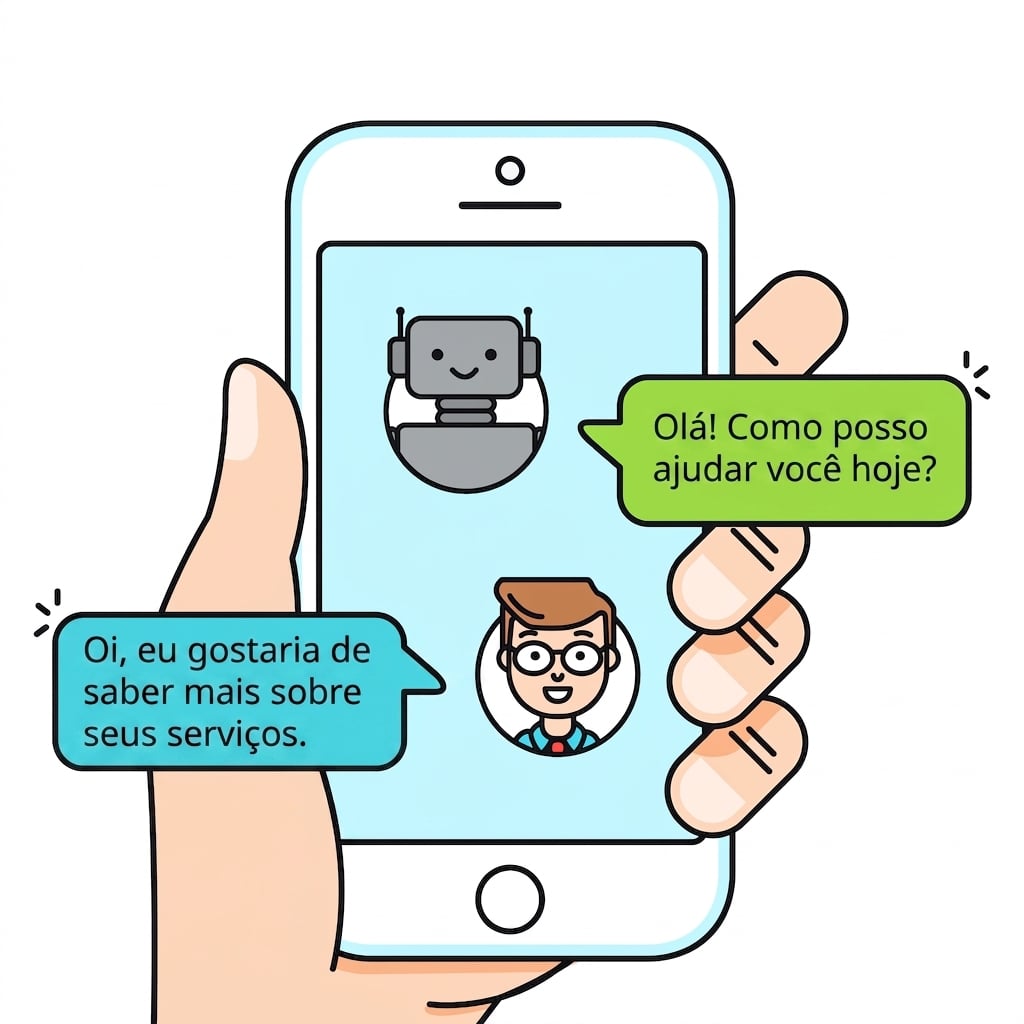 Homem conversando com um chatbot no smartphone