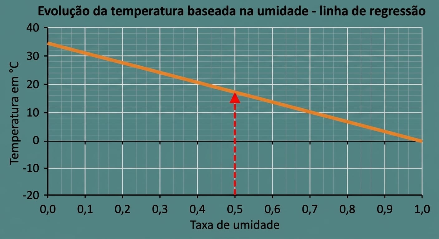 use a linha para encontrar a temperatura com base na umidade seta vertical