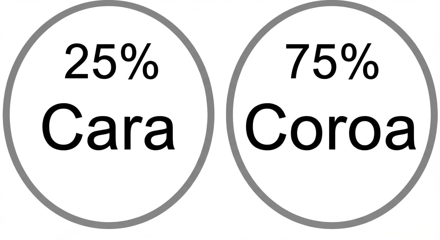 Imagem de cara com 25% de probabilidade e coroa com 75% de probabilidade