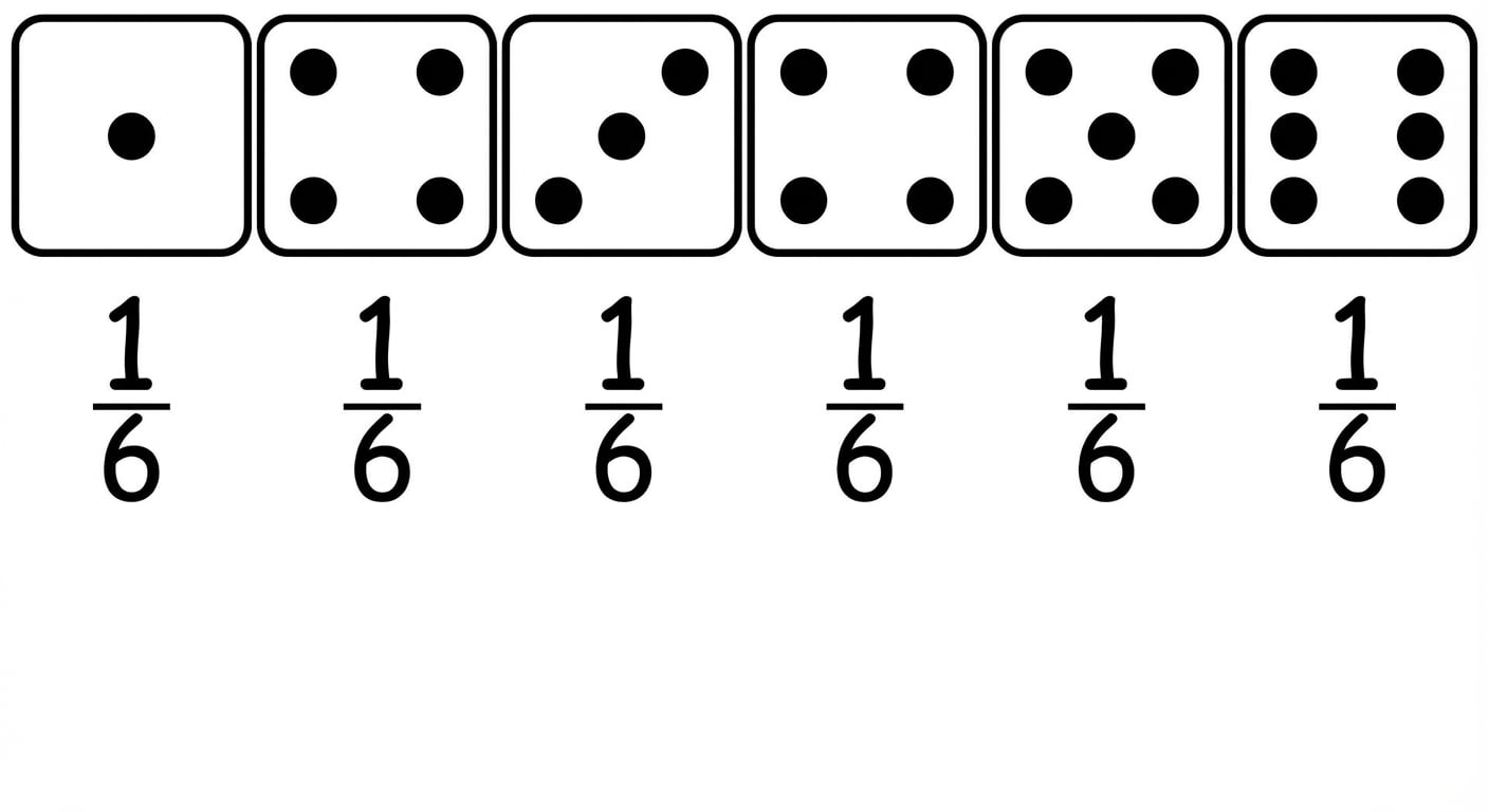 Cada face do dado tem probabilidade 1/6