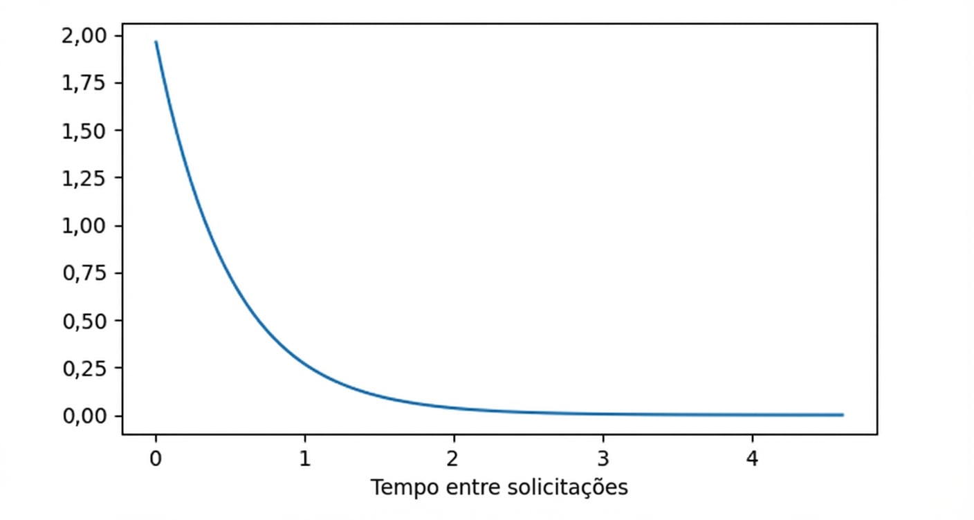 Distribuição exponencial com lambda = 0,5