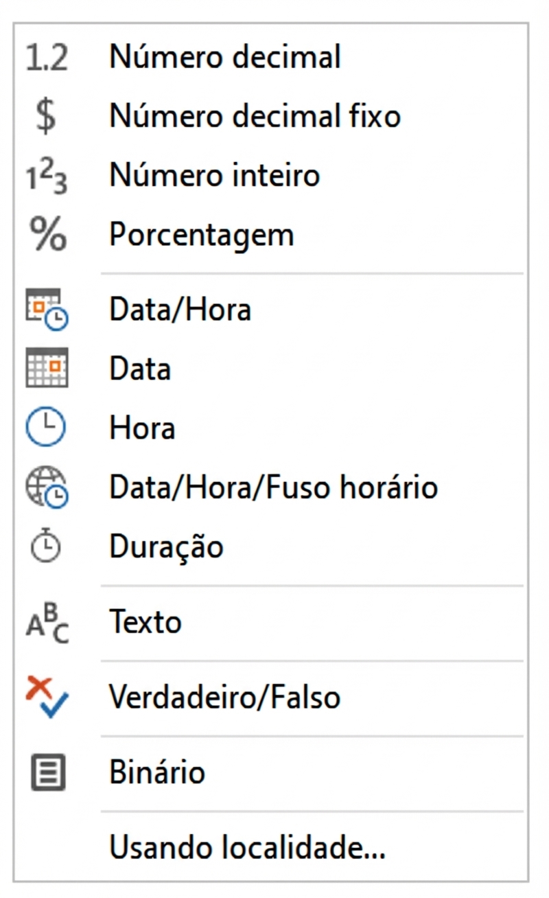 Tipos de dados no Power BI
