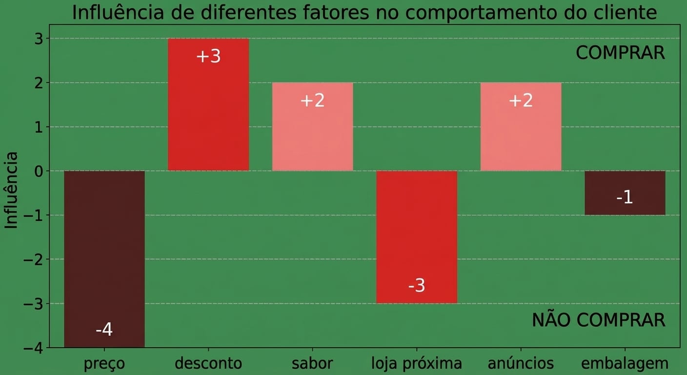 Gráficos de barras mostrando importância negativa e positiva de algumas variáveis