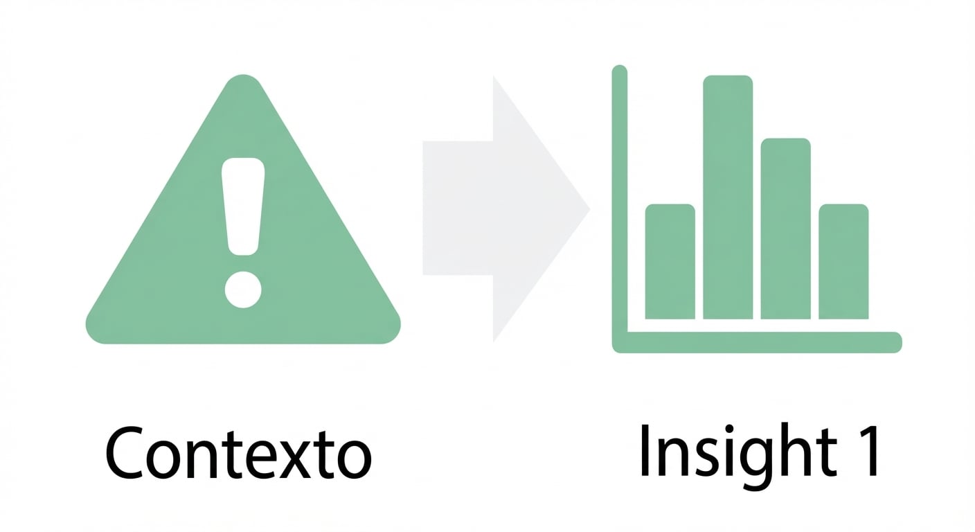 triângulo de contexto à esquerda e seta à direita indo para um gráfico de insight