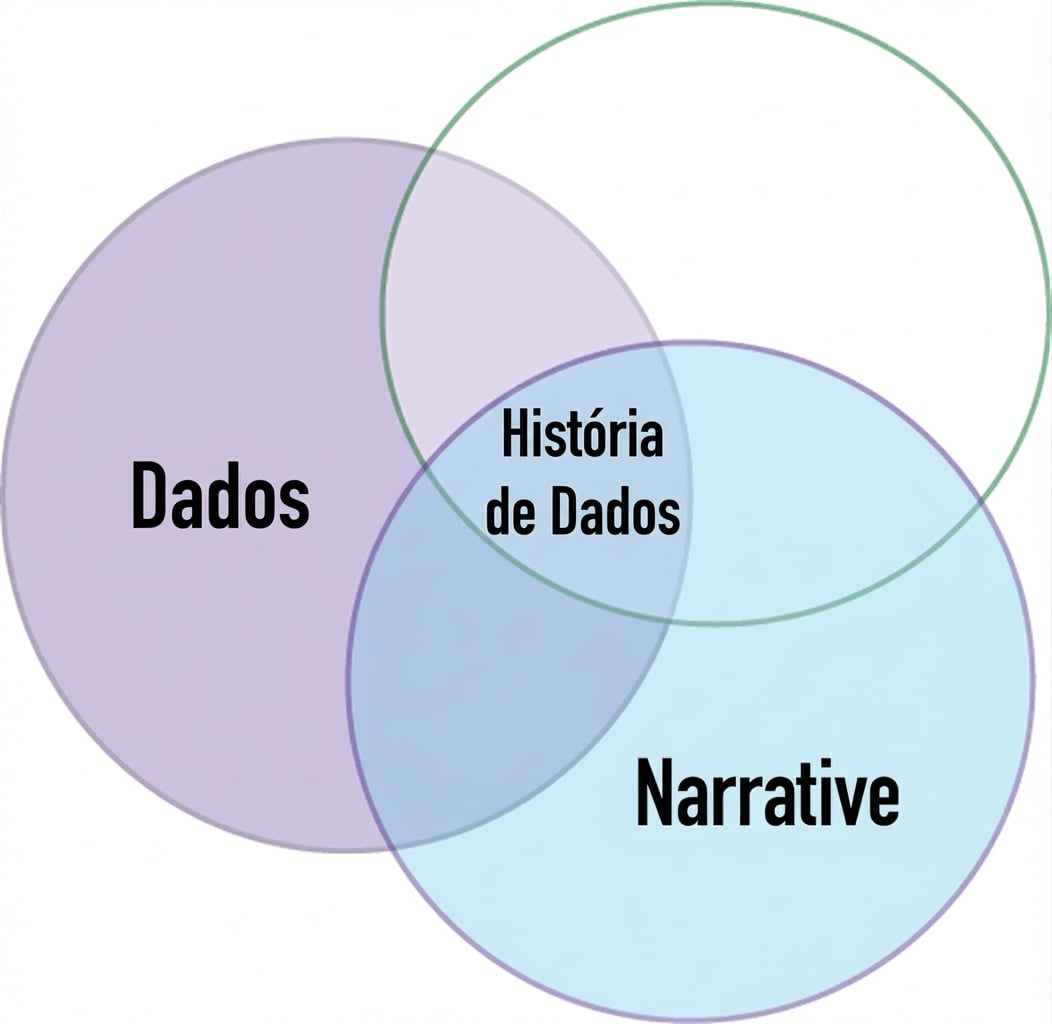 diagrama de Venn com as palavras dados e narrativa