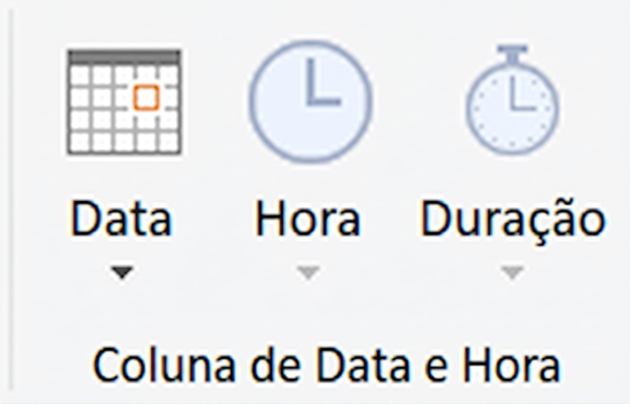Uma captura de tela mostrando a opção de transformação de data no Power Query