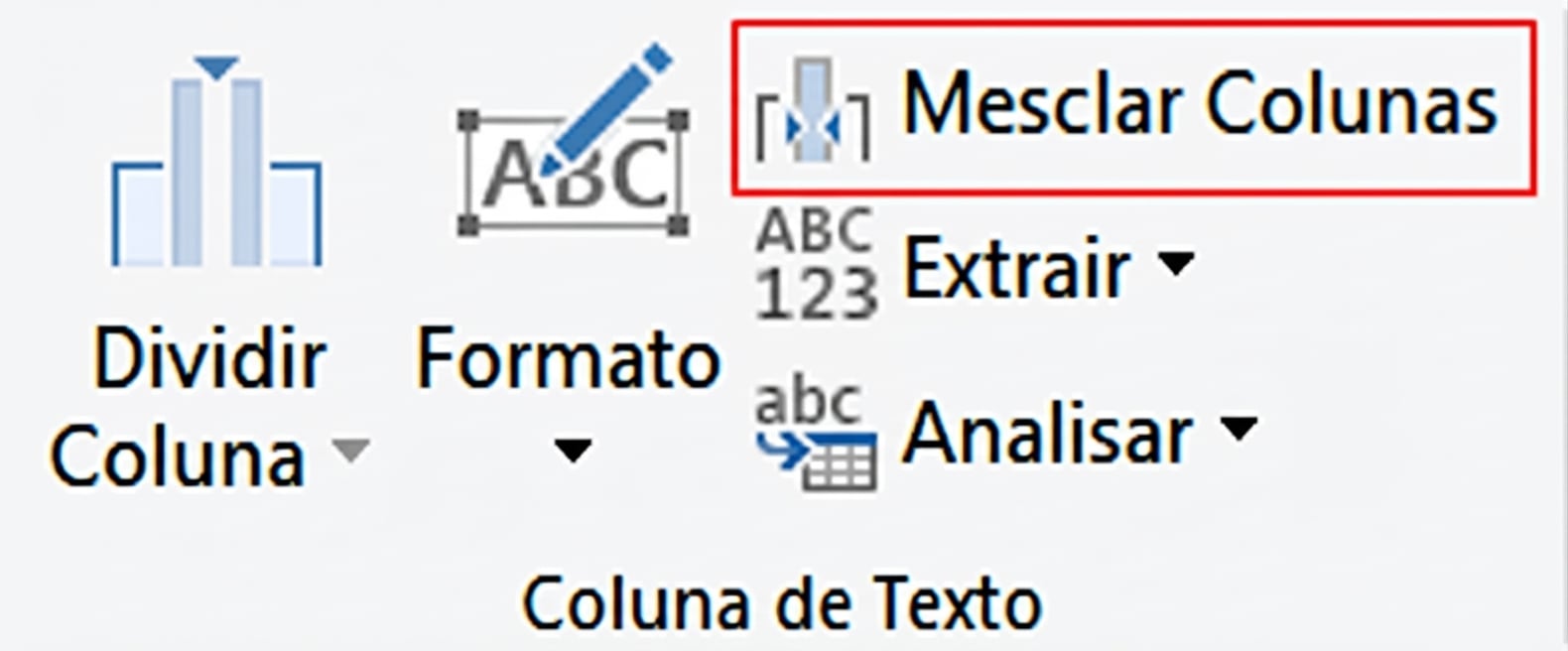 Uma captura do Power Query mostrando a transformação Mesclar Colunas