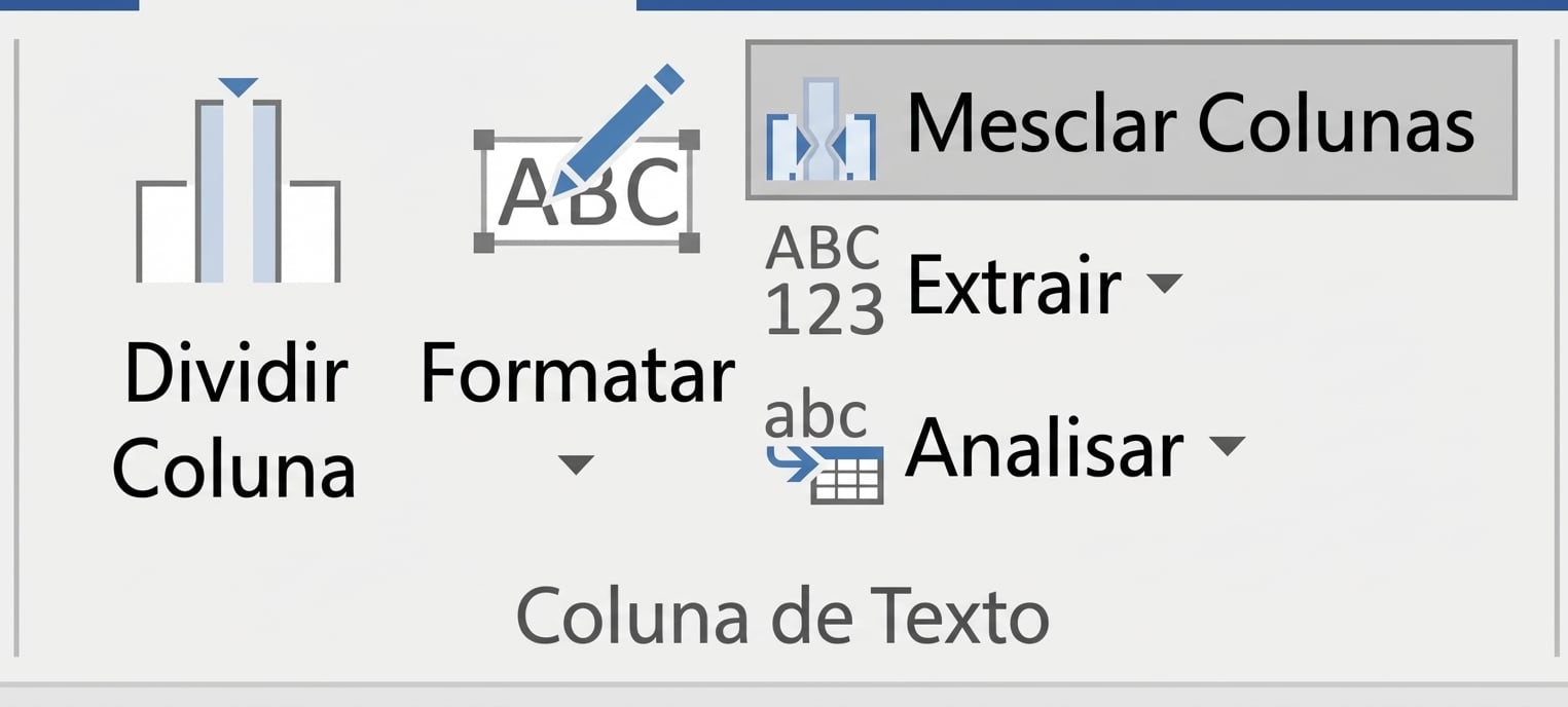 Uma captura da interface do Power Query mostrando as opções de transformação de Texto