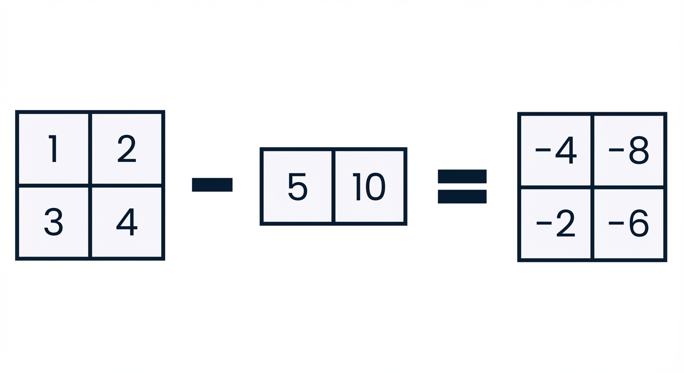 Um array de shape (2,) sendo subtraído de um array de shape (2, 2)