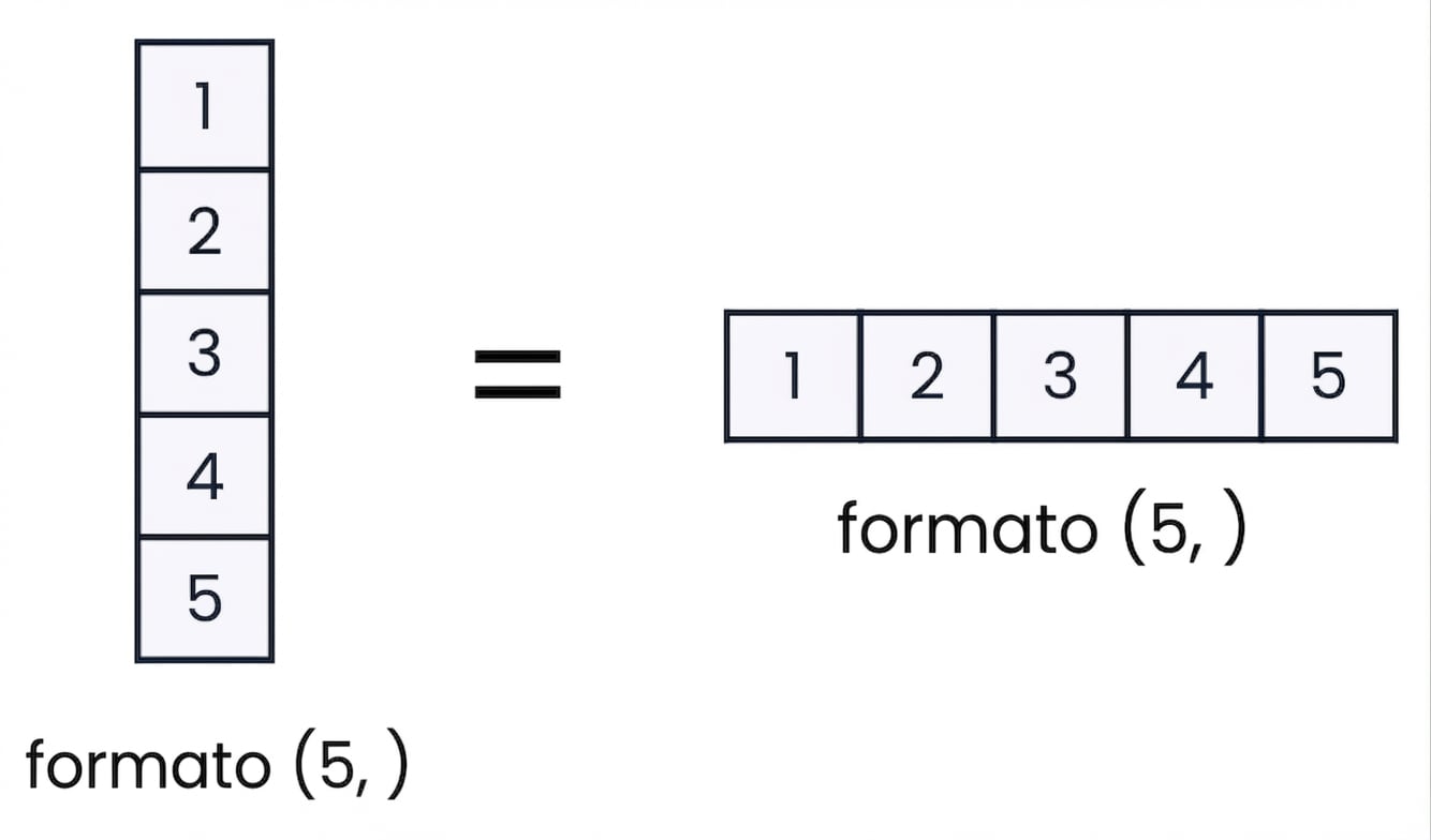 Gráfico mostrando que arrays 1D não podem ser verticais ou horizontais no NumPy