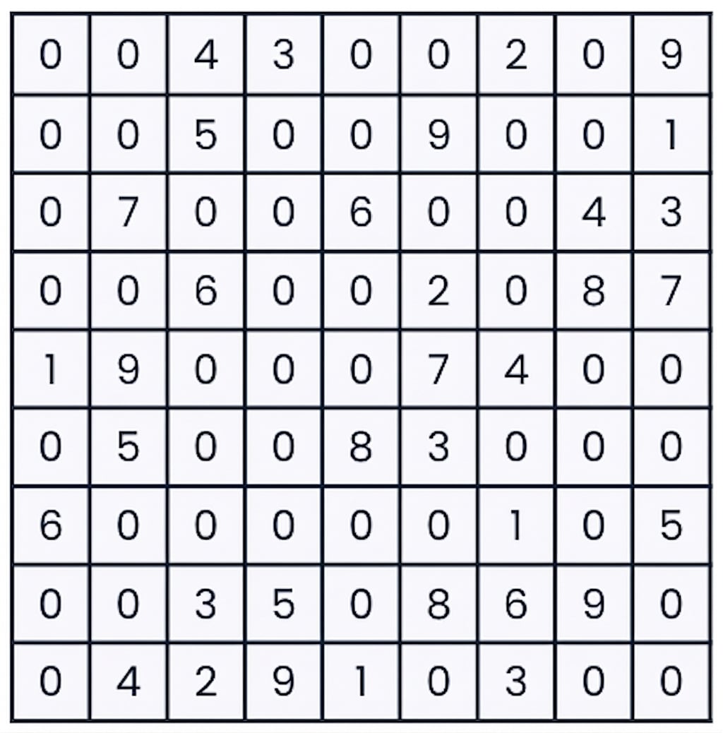 Um jogo de sudoku não ordenado