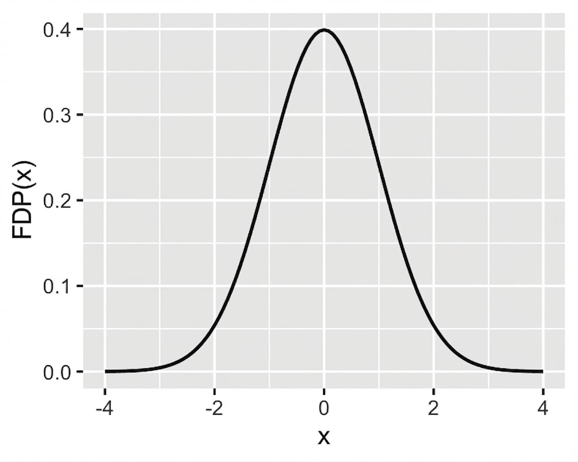 Gráfico de densidade da PDF da normal padrão