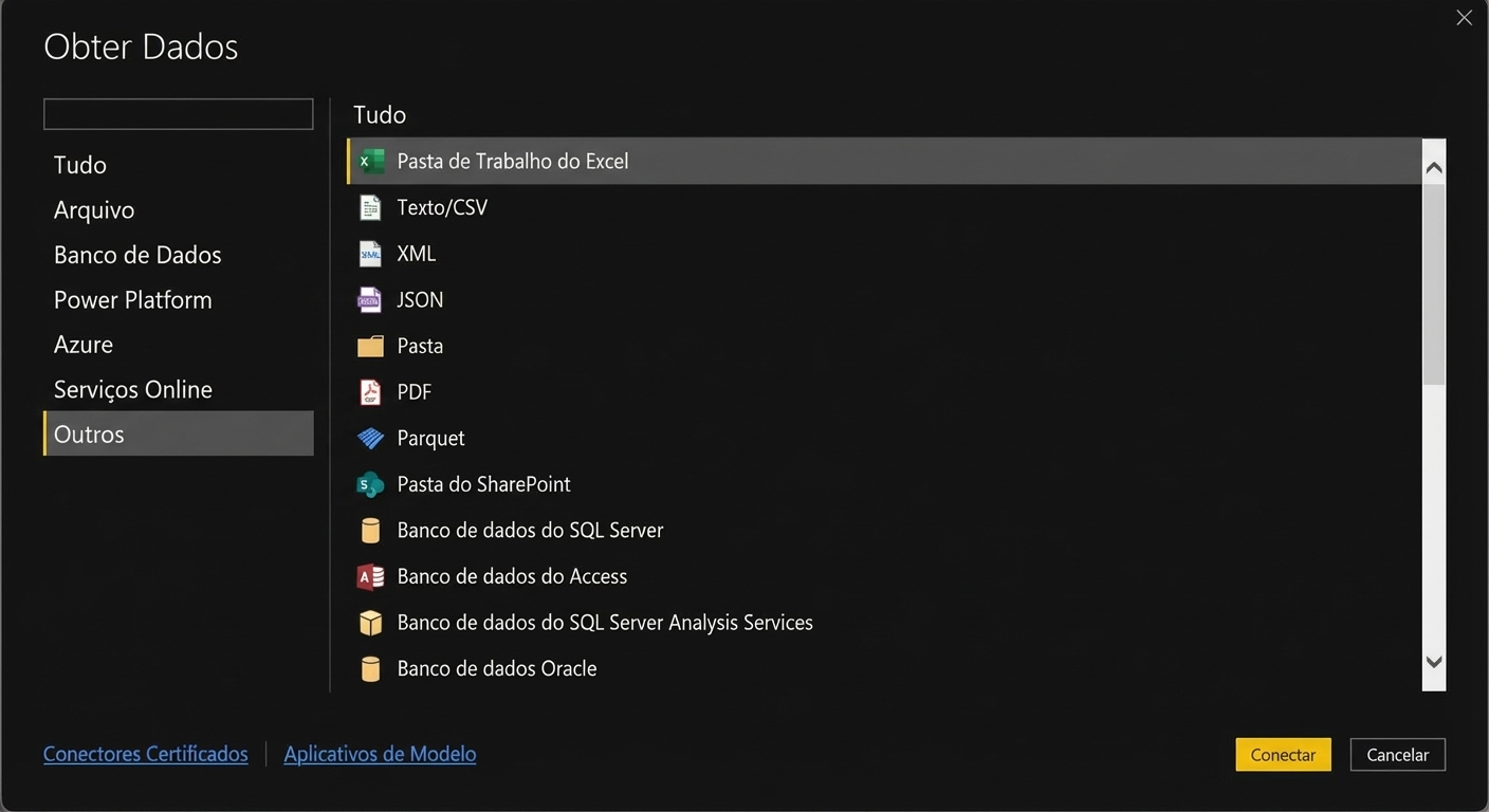 Menu Obter Dados no Power BI Desktop