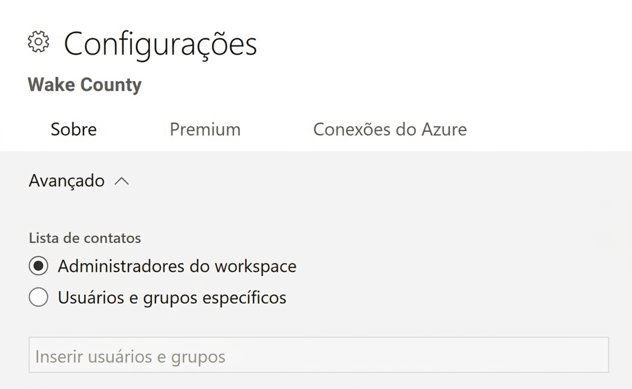 Um conjunto de contatos para um espaço de trabalho do Power BI
