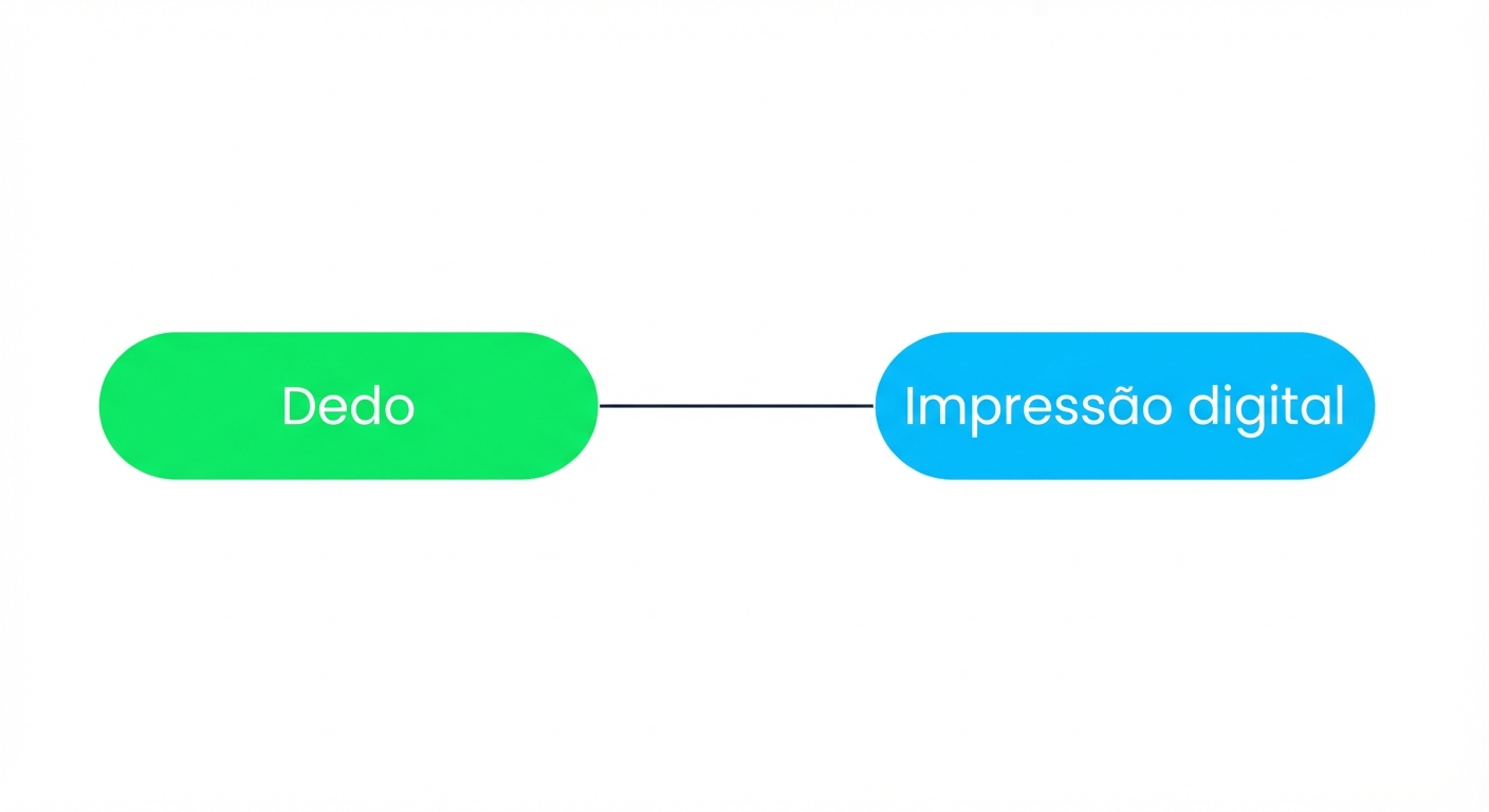 Diagrama mostrando que uma impressão digital pode ser associada a apenas um viajante