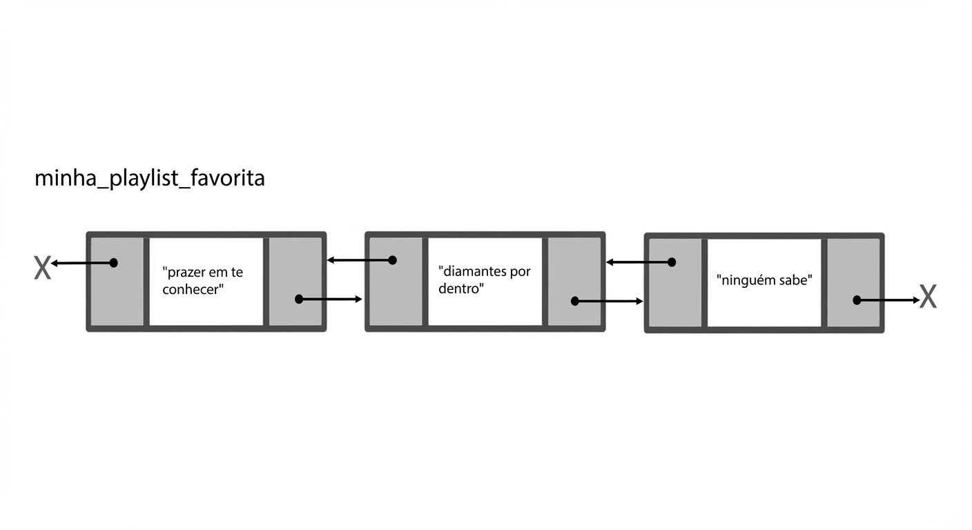 A representação de uma lista duplamente ligada.