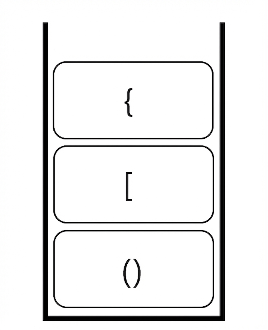 Uma pilha com um novo símbolo de abertura adicionado ao topo.