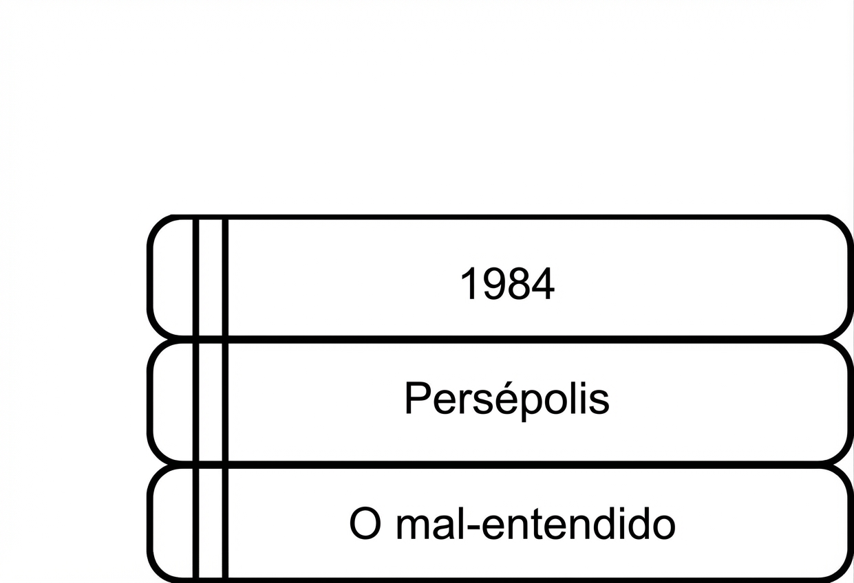 Uma pilha de livros.