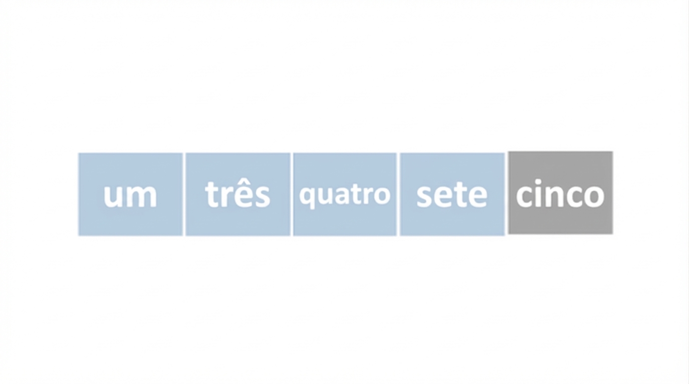 Um esquema de uma lista com números fora de ordem. O primeiro, segundo, terceiro e quarto elementos estão em azul.