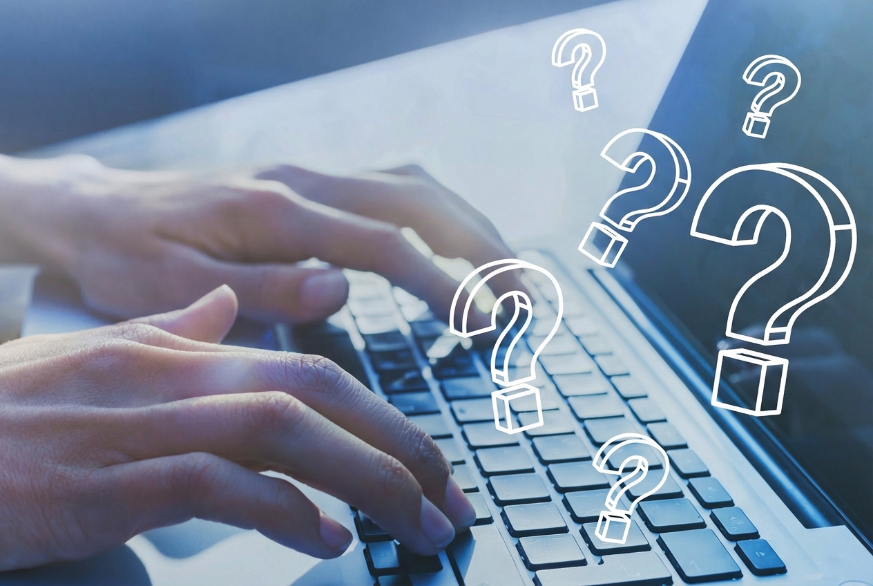 Teclado com pontos de interrogação