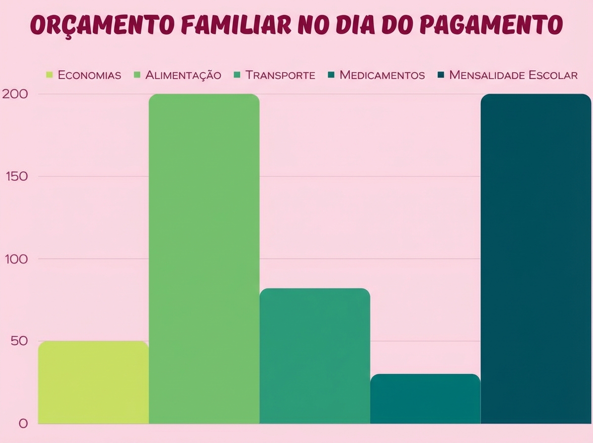 gráfico de barras comparando a porcentagem do orçamento mensal das famílias
