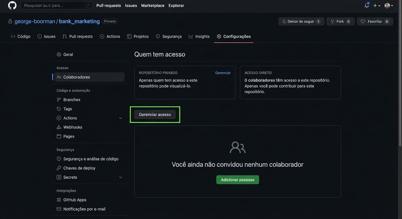 Página Collaborators com Manage access e botão Add people destacados