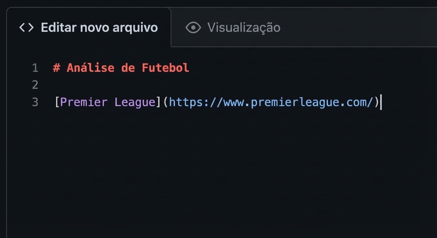 Visualização da página de edição de markdown com sintaxe para um hyperlink