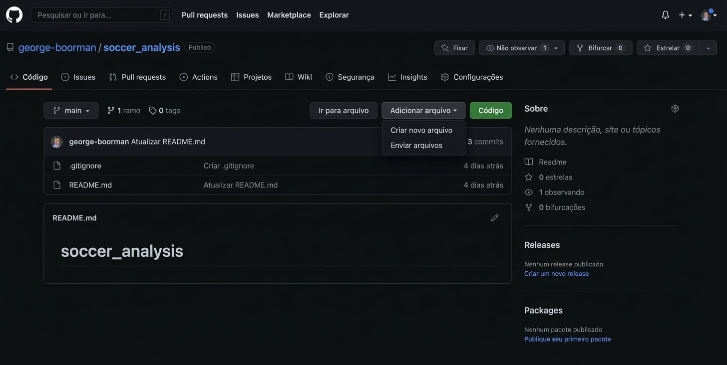 Seção Code de um repositório GitHub com o botão Add file destacado