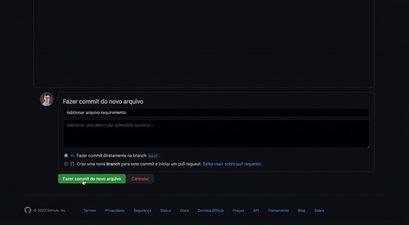 confirmar o novo arquivo na branch main