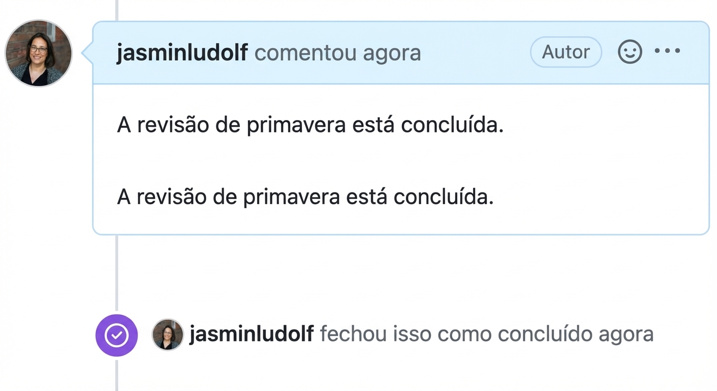 Visual de uma issue fechada
