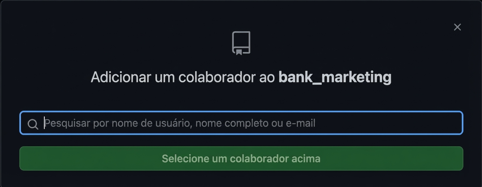 Janela pop-up para adicionar colaborador ao repositório