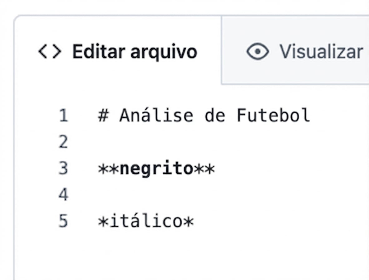 Visualização da página de edição de markdown com sintaxe para negrito e itálico